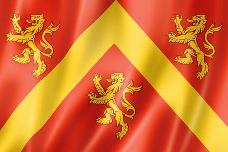 Anglesey County flag, United Kingdom waving banner collection. 3D illustrationの写真素材