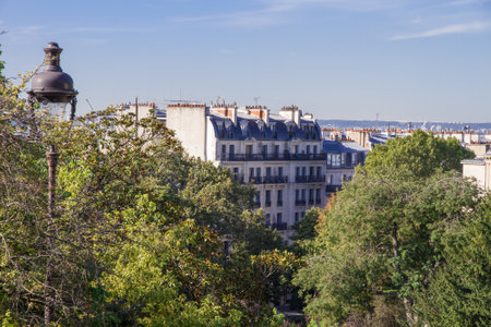 PARIS/FRANCE - September 3, 2019 : Haussmann building view from the Montmartre hillのeditorial素材