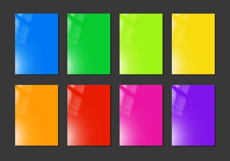 Multi color booklet covers range isolated on black background - mockup illustrationの写真素材
