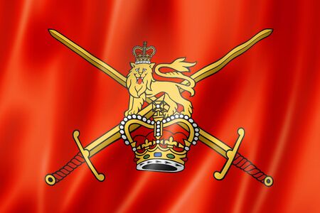 British Army flag, United Kingdom waving banner collection. 3D illustrationの写真素材
