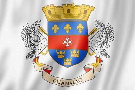 Saint Barthelemy flag, Overseas Territories of France. 3D illustrationの写真素材