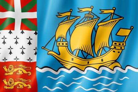 Saint Pierre and Miquelon flag, Overseas Territories of France. 3D illustrationの写真素材
