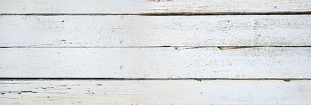 Old wood board painted white banner background textureの写真素材