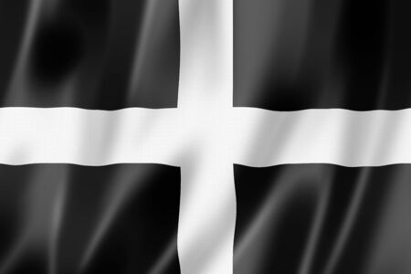 Cornwall County flag, United Kingdom waving banner collection. 3D illustrationの写真素材