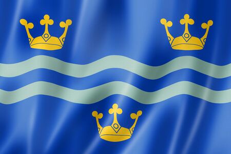 Cambridgeshire County flag, United Kingdom waving banner collection. 3D illustrationの写真素材