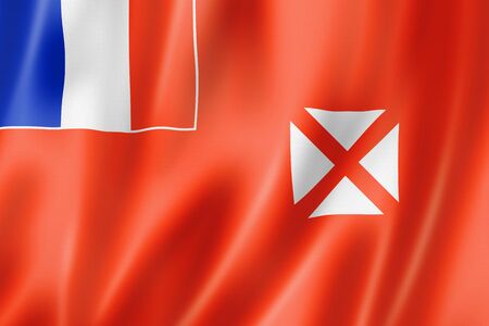 Wallis and Futuna flag, Overseas Territories of France. 3D illustrationの写真素材