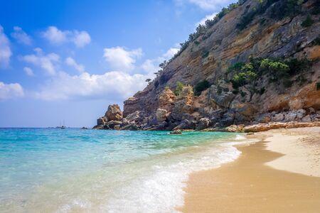 Cala Mariolu beach in the Golf of Orosei, Sardinia, Italyの写真素材