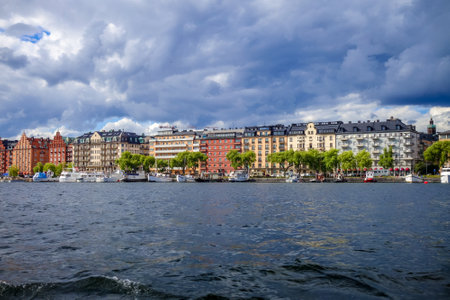 Stockholm/Sweden - July 29, 2017 - Cityscape and pierのeditorial素材