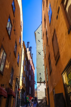 Stockholm/Sweden - July 29, 2017 - Gamla Stan old streetのeditorial素材