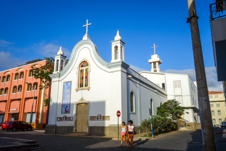 Mindelo/Cape Verde - August 20, 2018 - Small colonial church, Sao Vicenteのeditorial素材