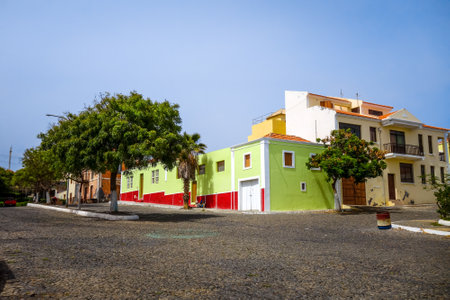 Sao Filipe/Cape Verde - August 7, 2018 - City Streets in summer, Fogo Islandのeditorial素材