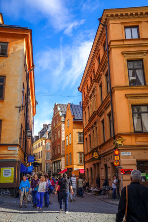 Stockholm/Sweden - July 29, 2017 - Gamla Stan old streetのeditorial素材