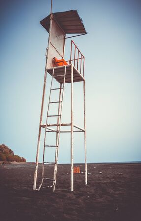 Lifeguard tower chair in Fogo Island, Cape Verde, Africaの写真素材
