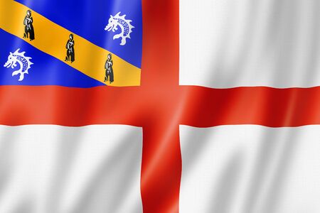 Herm island flag, United Kingdom waving banner collection. 3D illustrationの写真素材