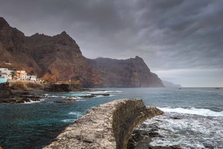 Cliffs and ocean view in Ponta do Sol, Santo Antao island, Cape Verde, Africaの写真素材