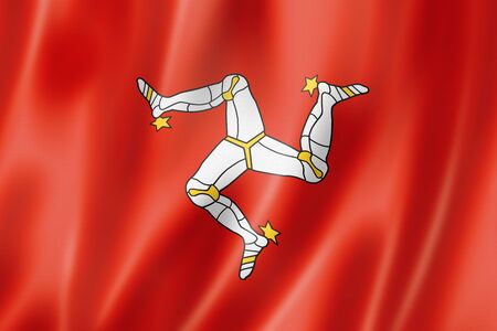 Isle of Man flag, United Kingdom waving banner collection. 3D illustrationの写真素材