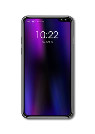 All screen digital realistic blank smartphone mockup isolated on white with clock display. 3D renderの写真素材