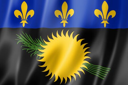 Guadeloupe flag, Overseas Territories of France. 3D illustrationの写真素材