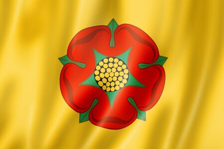 Lancashire County flag, United Kingdom waving banner collection. 3D illustrationの写真素材