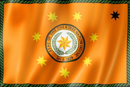 Cherokee people ethnic flag, USA. 3D illustrationの写真素材