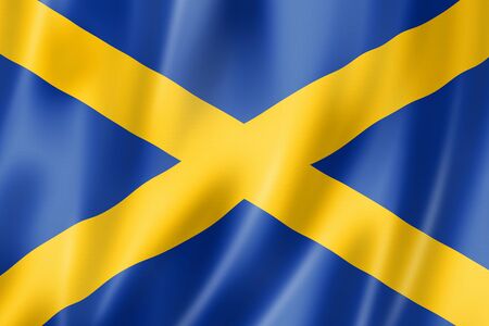 Mercia Region flag, United Kingdom waving banner collection. 3D illustrationの写真素材