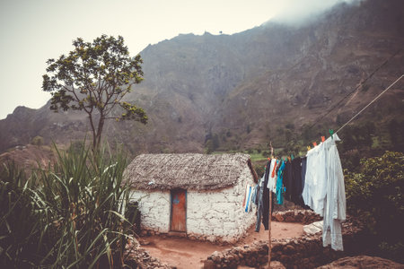 Santo Antao/Cape Verde - August 17, 2018 - Traditional houses in Paul Valley, Cape Verde Islands, Africaのeditorial素材