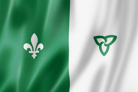 French Ontarians ethnic flag, America. 3D illustrationの写真素材