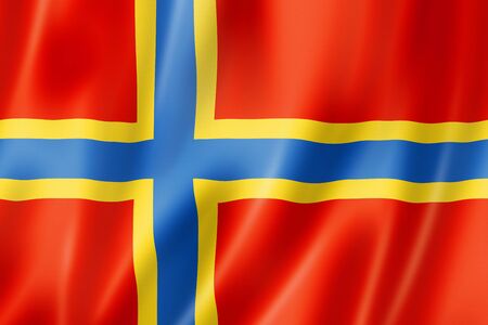 Orkney County flag, United Kingdom waving banner collection. 3D illustrationの写真素材
