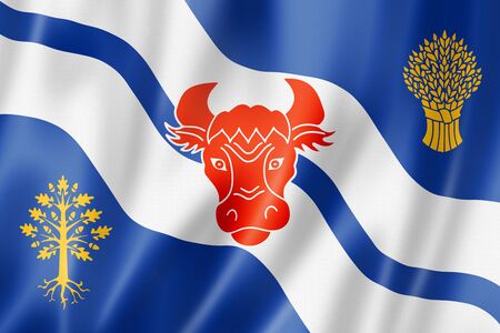 Oxfordshire County flag, United Kingdom waving banner collection. 3D illustrationの写真素材