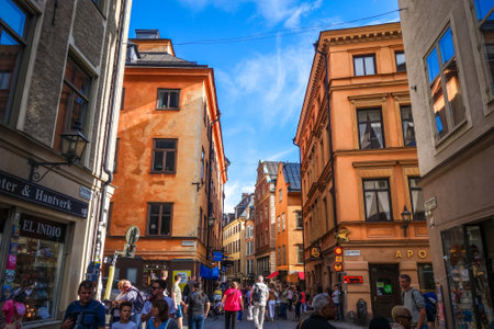 Stockholm/Sweden - July 29, 2017 - Gamla Stan old streetのeditorial素材