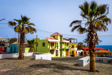Sao Filipe/Cape Verde - August 7, 2018 - City Streets in summer, Fogo Islandのeditorial素材