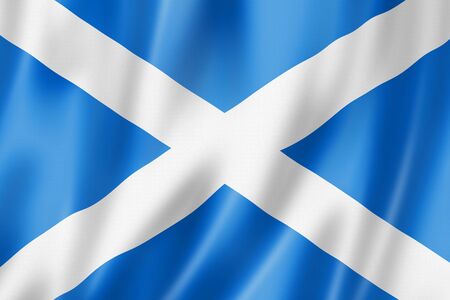 Scotland flag, United Kingdom waving banner collection. 3D illustrationの写真素材