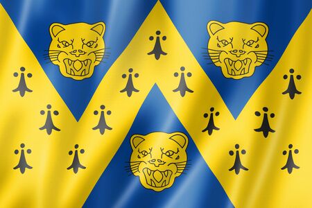 Shropshire County flag, United Kingdom waving banner collection. 3D illustrationの写真素材