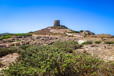 Tharros archaeological site, Oristano, Sardiniaの写真素材