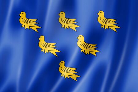 Sussex County flag, United Kingdom waving banner collection. 3D illustrationの写真素材