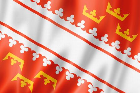 Alsace Region flag, France waving banner collection. 3D illustrationの写真素材