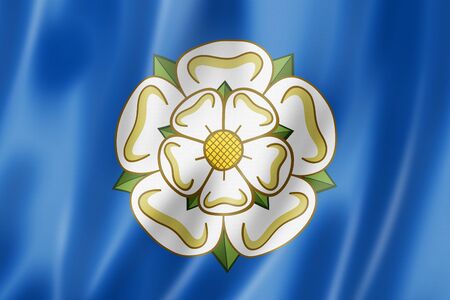 Yorkshire County flag, United Kingdom waving banner collection. 3D illustrationの写真素材