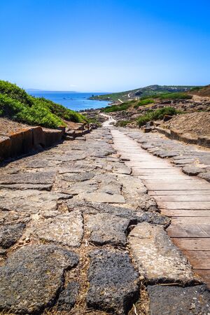 Tharros archaeological site and seascape, Oristano, Sardiniaの写真素材