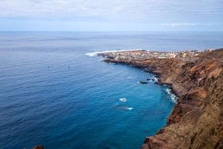 Ponta do Sol village aerial view, Santo Antao island, Cape Verde, Africaの写真素材
