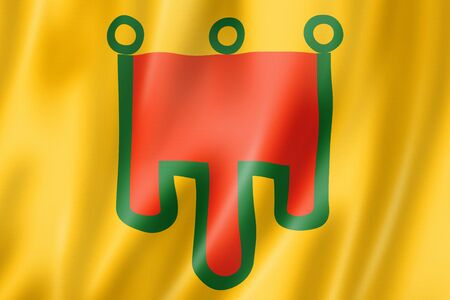 Auvergne Region flag, France waving banner collection. 3D illustrationの写真素材