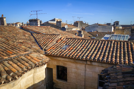 Traditional rooftop and city view in Bordeaux, Franceのeditorial素材