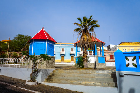 Sao Filipe/Cape Verde - August 7, 2018 - City Streets in summer, Fogo Islandのeditorial素材