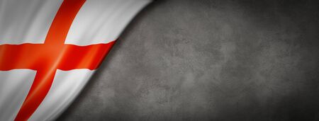 England flag on concrete wall. Horizontal panoramic banner. 3D illustrationの写真素材