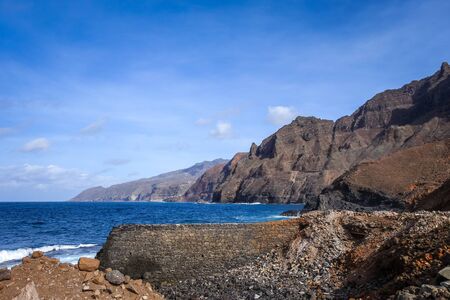 Cliffs and ocean view in Santo Antao island, Cape Verde, Africaの写真素材