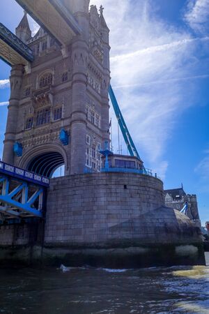 Tower bridge view from Thames river, London, United Kingdomの写真素材