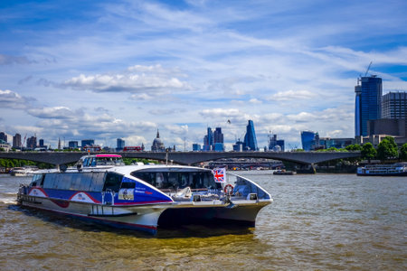London/UK - June 3, 2017 - Cityscape view from Thames river, UKのeditorial素材