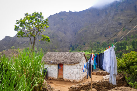 Santo Antao/Cape Verde - August 17, 2018 - Traditional houses in Paul Valley, Cape Verde Islands, Africaのeditorial素材
