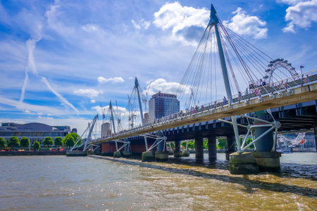 London/UK - June 3, 2017 - London Eye on Thames river, UKのeditorial素材
