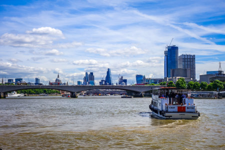 London/UK - June 3, 2017 - Cityscape view from Thames river, UKのeditorial素材