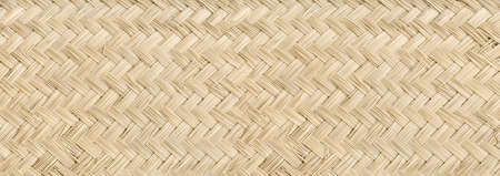 Woven light bamboo mat texture background bannerの写真素材